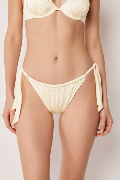 Image of Calzedonia Bikini-Slip mit seitlichen Bändern Shiny Satin Frau Hautfarben Größe L