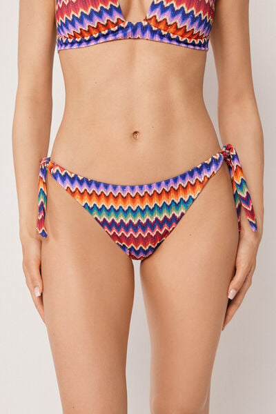 Image of Calzedonia Bikinihose mit Schleifen Vibrant Chevron Frau Aufdruck Größe M