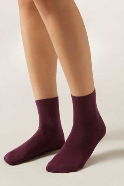 Image of Calzedonia Kurze Socken mit gemustertem Rand Frau Bordeaux Größe 36-38