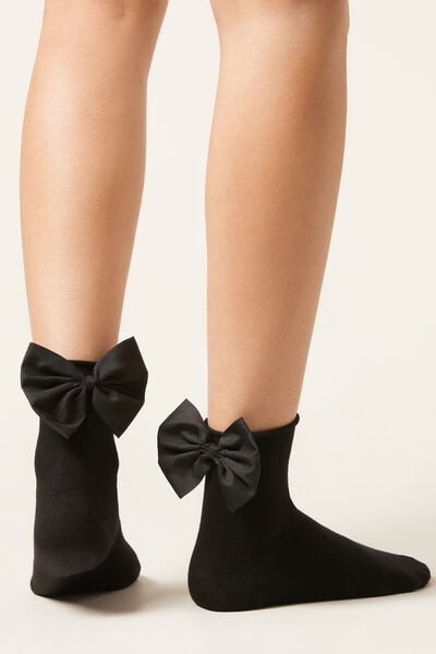 Image of Calzedonia Socken mit Schleife Frau Schwarz Größe Einheitsgröße