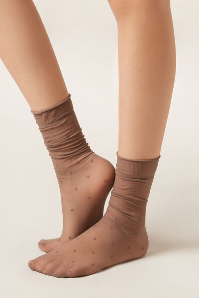 Image of Calzedonia Transparente Socken mit Punktmuster Frau Braun Größe Einheitsgröße