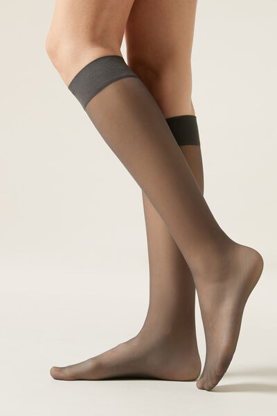 Image of Calzedonia Kniestrümpfe 20 Denier mit Komfortbündchen Frau Grau Größe Einheitsgröße