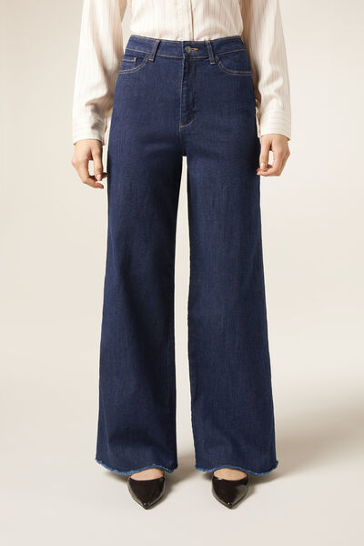 Image of Calzedonia Wide Leg Stretch Jeans Frau Blau Größe L