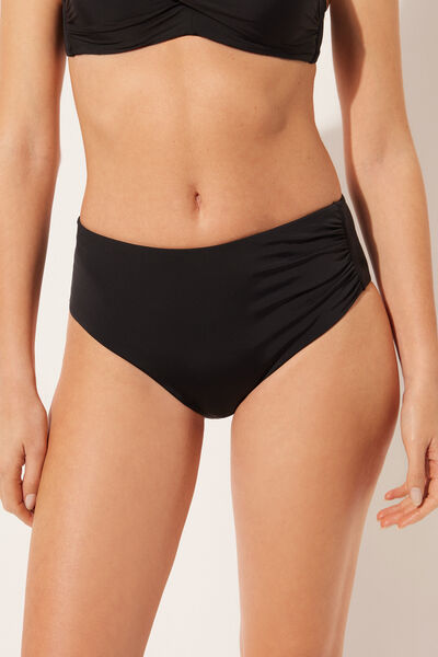 Calzedonia Slip a Vita Alta Contenitivo Costume Indonesia Donna Nero Velikost XXL