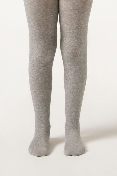 Calzedonia Panty de algodón eco tupido para niña Chica Gris Tamaño 10-13