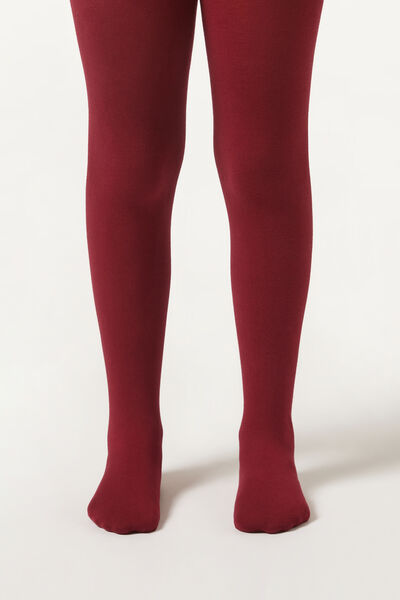 Calzedonia Panty de algodón eco tupido para niña Chica Rojo Tamaño 4-6