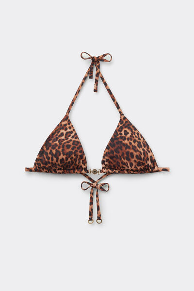 Calzedonia Top de bikini triángulo de leopardo Brown Animalier Mujer Marrón Tamaño 5