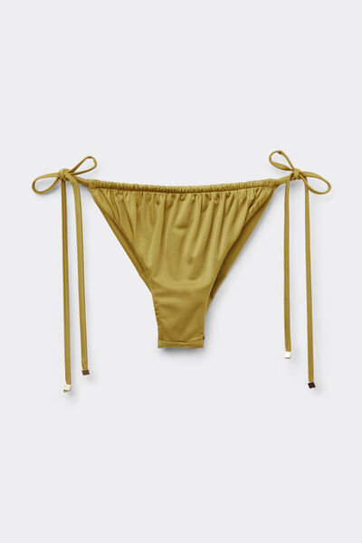 Calzedonia Braga de bikini efecto cortina brasileña Shiny Satin Mujer Amarillo Tamaño S