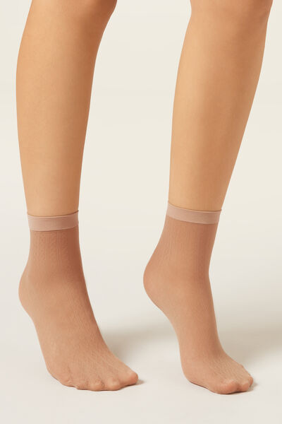 Calzedonia Calcetines Cortos con Estampado de Rombos Mujer Natural Tamaño TU