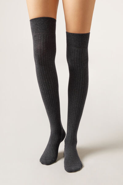 Calzedonia Ribbed Longuette Woman Grey Size TU