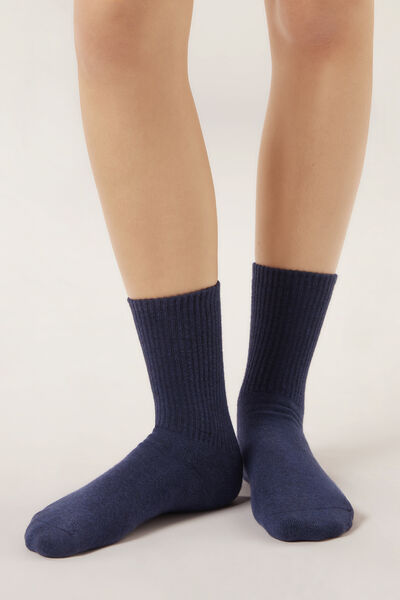Calzedonia Unisex Short Sport Socks Man Blue Size 39-41