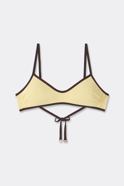 Calzedonia Top bikini tipo camiseta Bicolor Piping Mujer Negro Tamaño 2