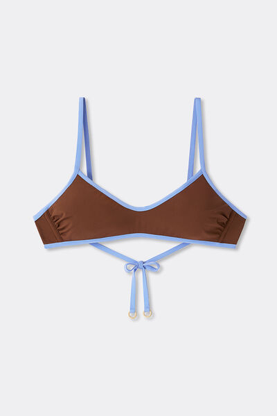 Calzedonia Top bikini tipo camiseta Bicolor Piping Mujer Azul Tamaño 3