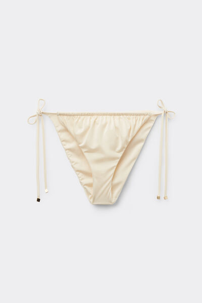 Calzedonia Braguita Cordones Bikini Shiny Satin Mujer Natural Tamaño XS