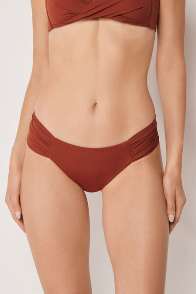 Calzedonia Brazilky s řasením k plavkám Premium Fit Žena Hnědá Velikost M