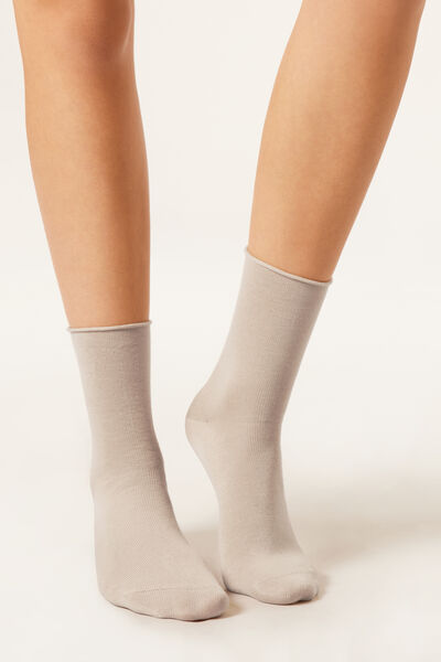 Calzedonia Calcetines en Lana/Algodón sin orillo Mujer Natural Tamaño TU