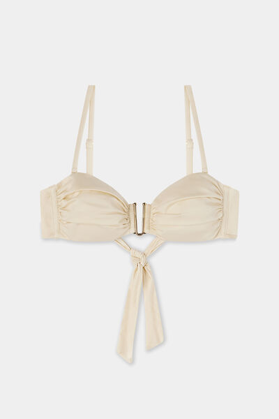 Calzedonia Top de bikini palabra de honor con hebilla Shiny Satin Mujer Natural Tamaño 2
