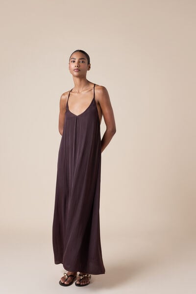 Calzedonia Vestido Largo Coco Brown Mujer Marrón Tamaño S/M