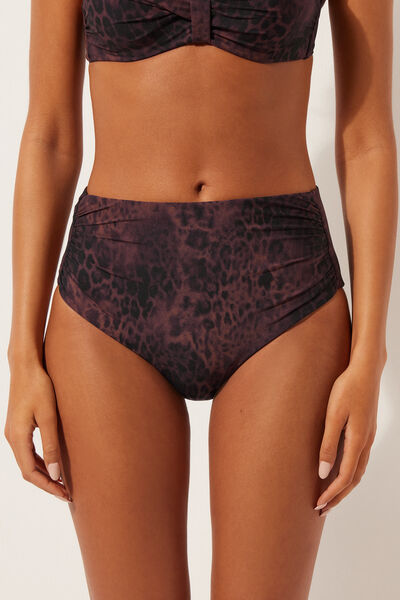 Calzedonia Donna Marrone Slip Alto Costume Dark Animalier Extra Grande