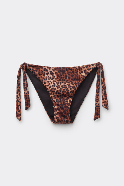 Calzedonia Mujer Marrón Braguita Bikini Cordones Brown Animalier Tamaño S