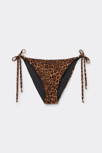 Calzedonia Mujer Marrón Bikini Braguita Lazos Wild Animalier Tamaño S