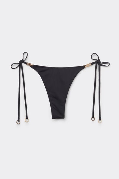 Calzedonia Tanga Lazos Bikini Minimal Fit Mujer Negro Tamaño S/M