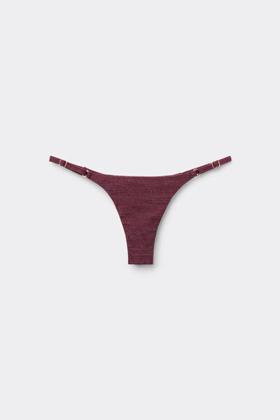 Calzedonia Tanga Bikini Golden Glow Mujer Burdeos Tamaño M/L