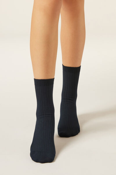 Calzedonia Cashmere Blend Short Socks Woman Blue Size 36-38