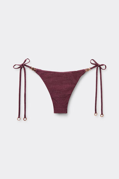 Calzedonia Braguita Bikini Brasileña Cordones Golden Glow Mujer Burdeos Tamaño XS