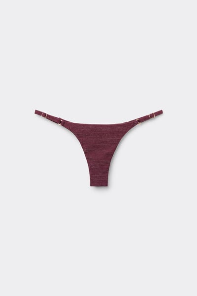 Calzedonia Tanga Bikini Golden Glow Mujer Burdeos Tamaño M/L