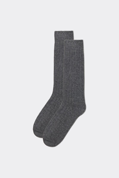 Calzedonia Calze Corte a Coste con Lana e Cashmere da Uomo Uomo Grigio Velikost 44-45
