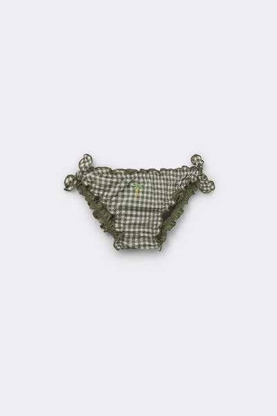 Calzedonia Dívčí kalhotky k plavkám Green Vichy Dívka Zelená Velikost S/M