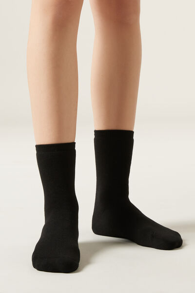 Calzedonia Short Cotton Thermal Socks Woman Black Size TU