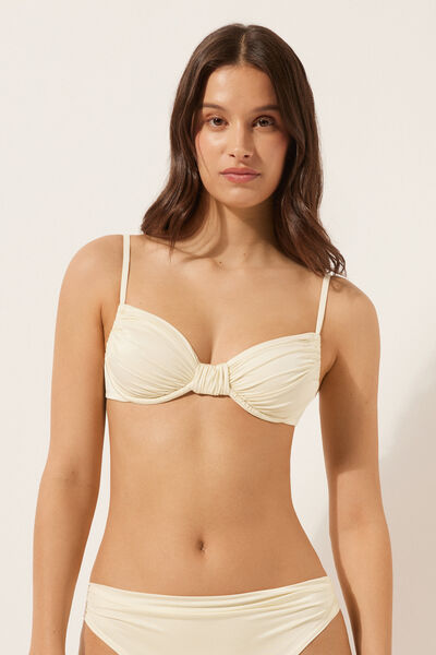 Calzedonia Balconcino Costume Shiny Satin Donna Naturale Taglia 2