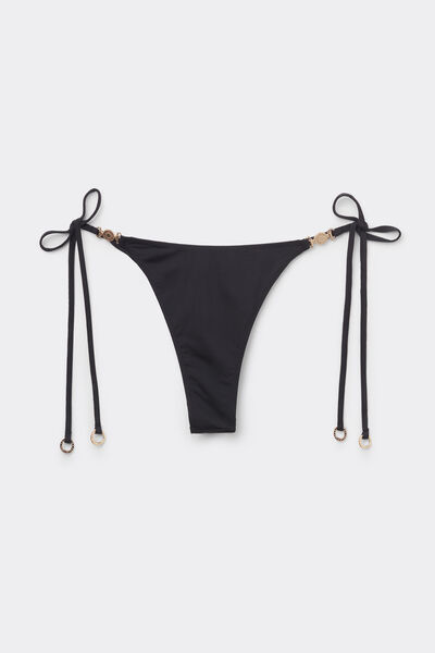 Calzedonia Tanga Lazos Bikini Minimal Fit Mujer Negro Tamaño S/M