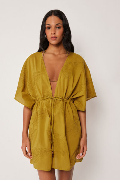 Calzedonia Caftán Corto Mujer Amarillo Tamaño TU