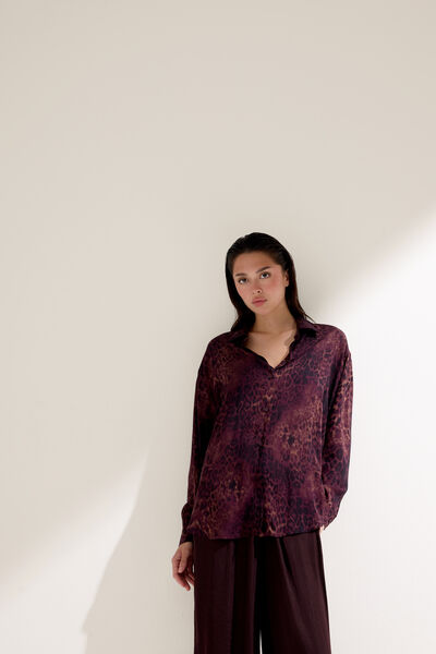 Calzedonia Camisa Dark Animalier Mujer Marrón Tamaño M/L