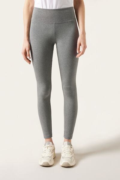 Calzedonia Leggings de Algodón Mujer Gris Tamaño L