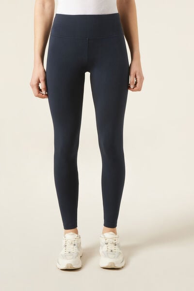 Calzedonia Leggings de Algodón Mujer Azul Tamaño L