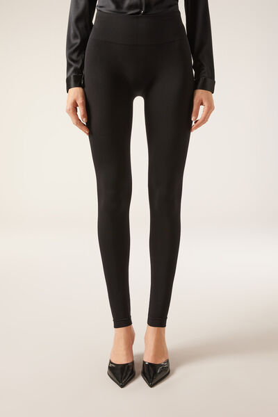 Calzedonia Leggings De Microfibra Ultratupidos Mujer Negro Tamaño 1/2