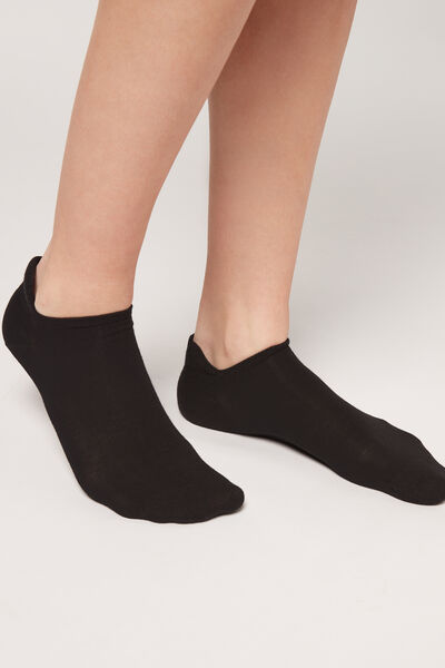 Calzedonia Pedulini Unisex in Cotone con Linguetta Uomo Nero Taglia 42-43