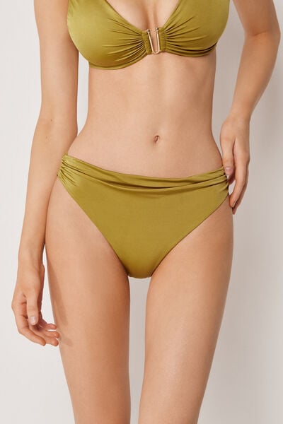 Calzedonia Slip Costume Shiny Satin Donna Giallo Taglia Xs-image