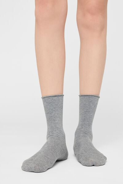 Calzedonia Non-Elastic Soft Cotton Ankle Socks Woman Grey Size 39-41