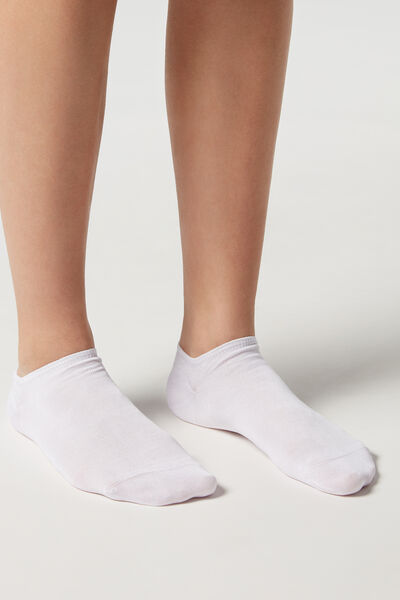 Calzedonia Unisex Lisle Thread Invisible Socks Man White Size 37-39