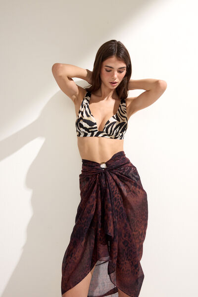 Calzedonia Padded Triangle Swimsuit Top Savannah Zebra Woman Print Size 4