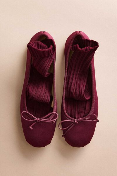 Calzedonia Irregular Ribbed Socks Woman Burgundy Size TU