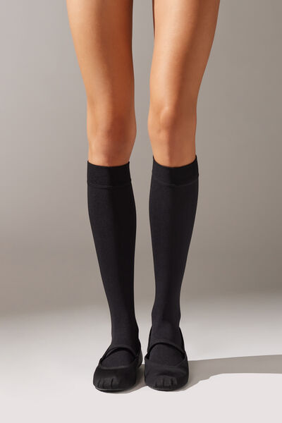 Calzedonia Ultra Opaque Thermal Knee-High Socks Woman Black Size TU