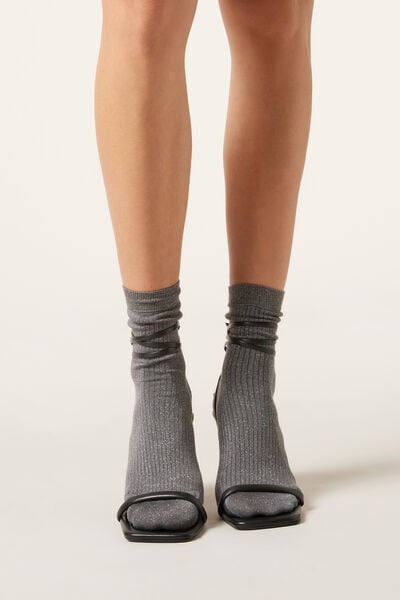 Calzedonia Calzini A Costine Glitter Donna Grigio Taglia Taglia Unica-image