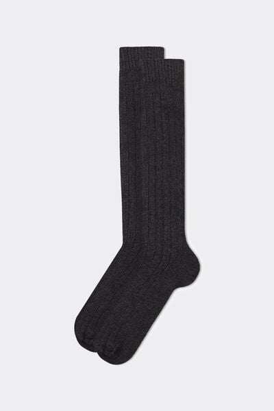 Calzedonia Calze Lunghe Con Lana E Cashmere A Coste Uomo Grigio Taglia 42-43-image