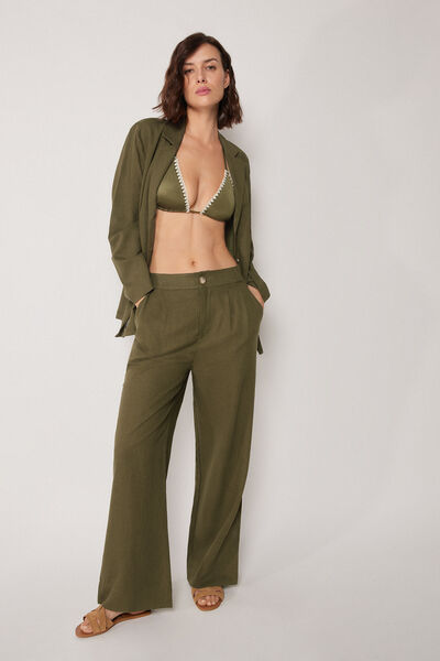 Calzedonia Pantalón con Lino y Viscosa Mujer